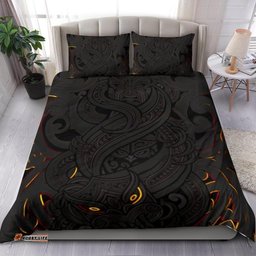 New Zealand Bedding Set, Maori Gods Tumatauenga God Of War Black