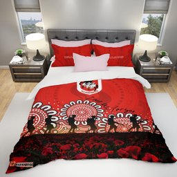 St. George Illawarra Dragons Bedding Set Aboriginal Rugby Anzac Day Poppy With Soldiers- NRL