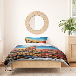 Aboriginal Dots Stary Sky With Kangaroo Bedding Set