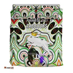 South Sydney Rabbitohs Bedding Set 2021 Indigenous Premiers The King White