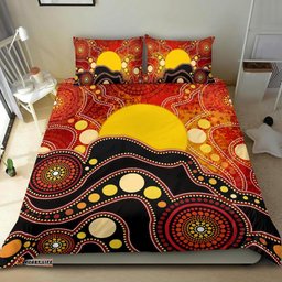 Aboriginal Bedding Set, Aboriginal Lives Matter Flag Dot Painting Art