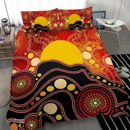 Aboriginal Bedding Set, Aboriginal Lives Matter Flag Dot Painting Art