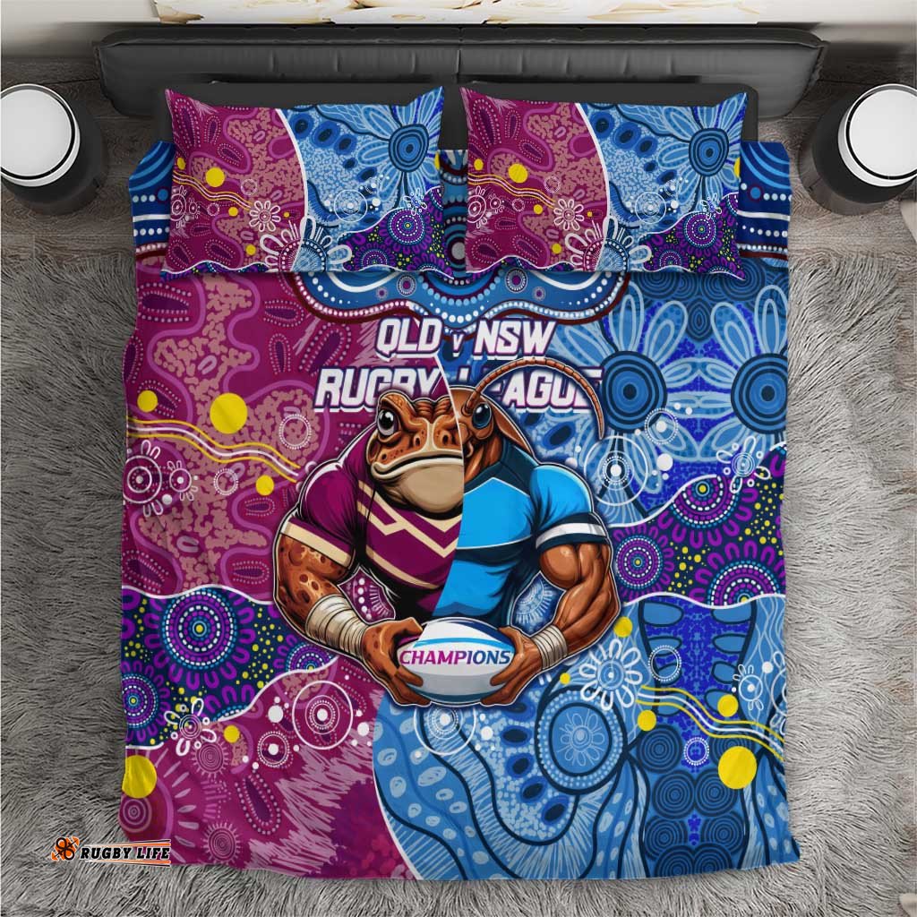 Blues Cockroaches And Maroons Cane Toads Bedding Set State of Origin Aboriginal DT02