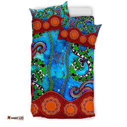 Aboriginal Bedding Set - Aussie Indigenous Patterns Blue