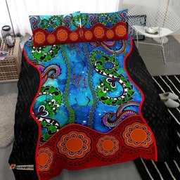 Aboriginal Bedding Set - Aussie Indigenous Patterns Blue