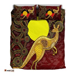 Bedding Set - Australia Aboriginal Flag And Kangaroo