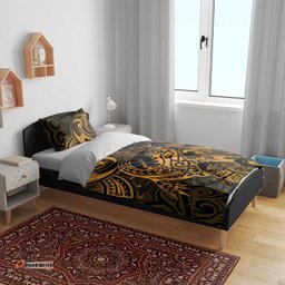 New Zealand Tuatara Bedding Set Aotearoa Maori Clematis Flowers Gold