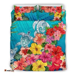 Three Turtle Polynesian Bedding Set Hibiscus Colorful