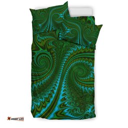 New Zealand Bedding Set, Koru Fern Duvet Cover And Pillow Case Abstract Style 02