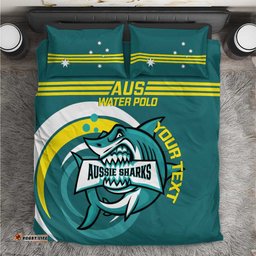 Custom Australia Water Polo 2024 Bedding Set Aussie Shark Sporty Version