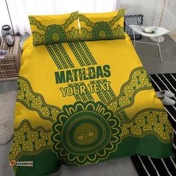 Custom Australia Matildas Bedding Set Aussie Aboriginal Gold Version