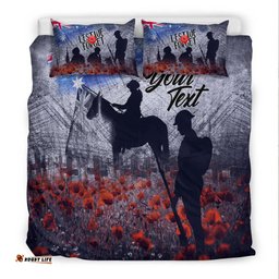 Custom Text ANZAC Day Bedding Set Lest We Forget Vintage Poppies