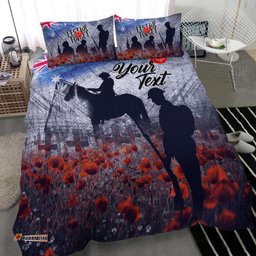 Custom Text ANZAC Day Bedding Set Lest We Forget Vintage Poppies