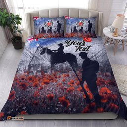 Custom Text ANZAC Day Bedding Set Lest We Forget Vintage Poppies
