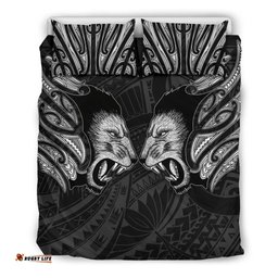 Double Lion Maori Tattoo Bedding Set New Zealand White