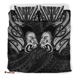 Double Lion Maori Tattoo Bedding Set New Zealand White
