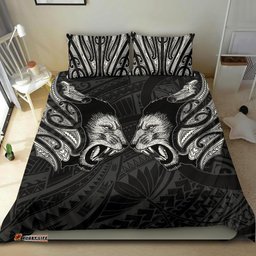 Double Lion Maori Tattoo Bedding Set New Zealand White