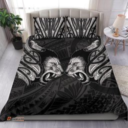 Double Lion Maori Tattoo Bedding Set New Zealand White