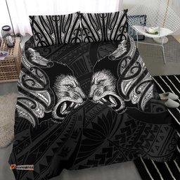Double Lion Maori Tattoo Bedding Set New Zealand White