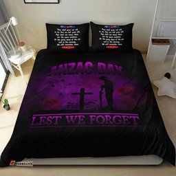 VibeHoodie Bedding Set - Anzac Day Remember Australia & New Zealand Purple Bedding Set