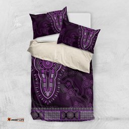 Purple African Dashiki With Australia Aboriginal Art Bedding Set