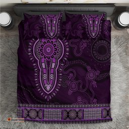 Purple African Dashiki With Australia Aboriginal Art Bedding Set