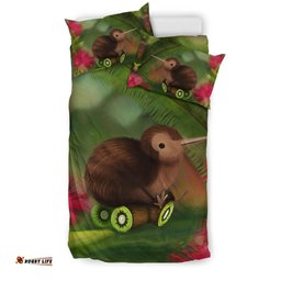 New Zealand Kiwi Bird Bedding Set, Silver Fern Duvet Cover And Pillow Case