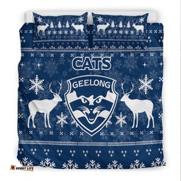Geelong Cats Bedding Set - Christmas Ugly Style -