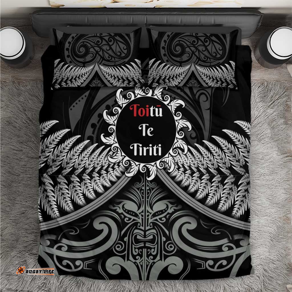 Toitu Te Tiriti Aotearoa Silver Fern Bedding Set New Zealand Maori Pattern