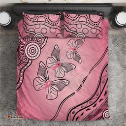 Pink Aboriginal Butterfly Ribbon Cancer Bedding Set