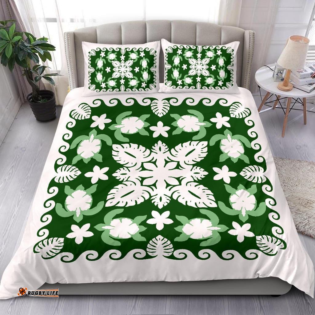 Turtle with Hibiscus Royal Bedding Set Palm Leaf