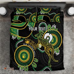 Custom Matildas NAIDOC Week Bedding Set Australia Kangaroo Keep The Fire Burning Black