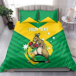 Personalised Australia Boxing Kangaroo Bedding Set Aussie Pride National Color