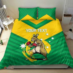 Personalised Australia Boxing Kangaroo Bedding Set Aussie Pride National Color