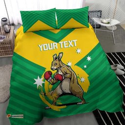 Personalised Australia Boxing Kangaroo Bedding Set Aussie Pride National Color