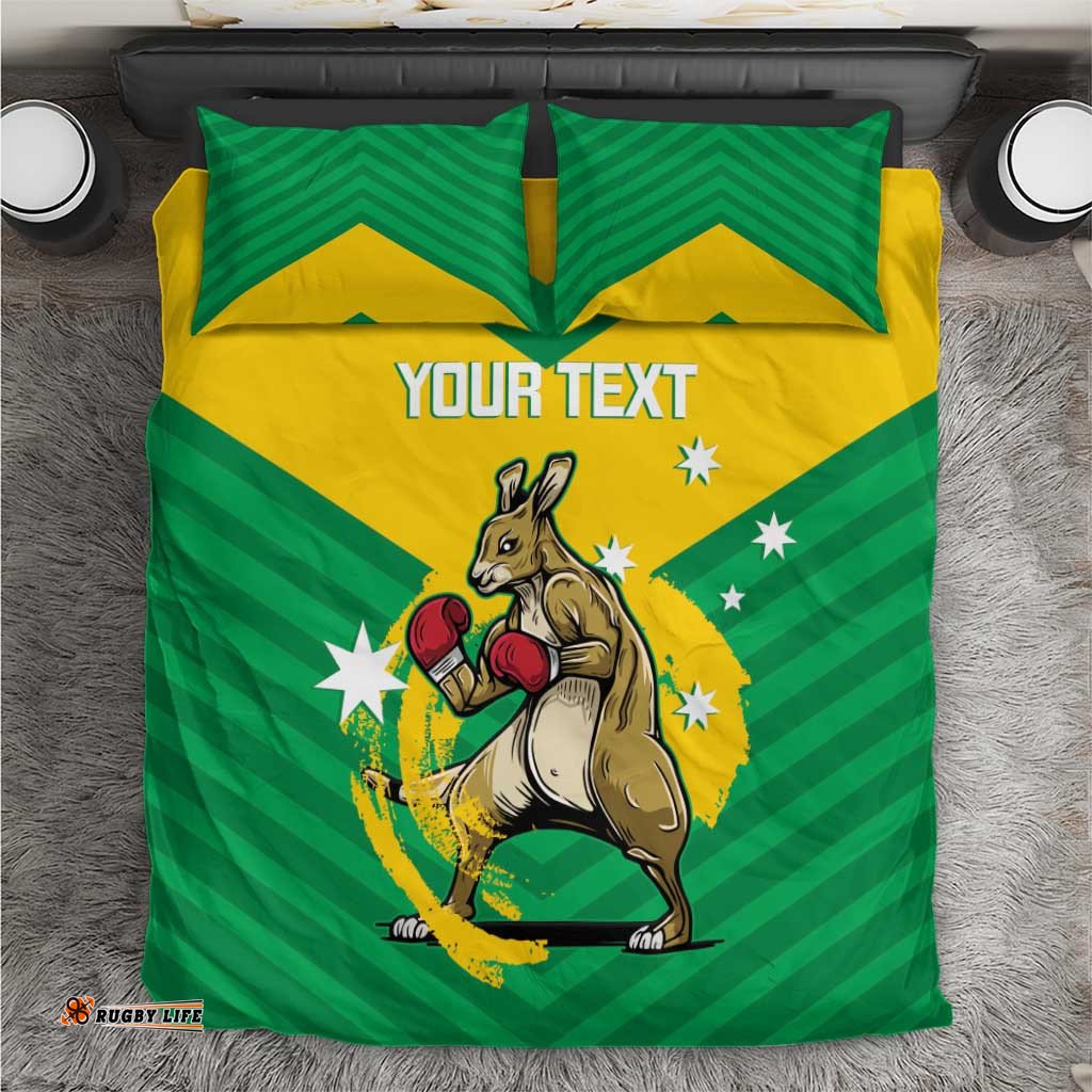 Personalised Australia Boxing Kangaroo Bedding Set Aussie Pride National Color