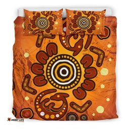 Aboriginal Bedding Set - Baby Kangaroo And Dot Painting Patterns