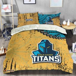 Gold Coast Titans Bedding Set Grunge Polynesian Tattoo - NRL