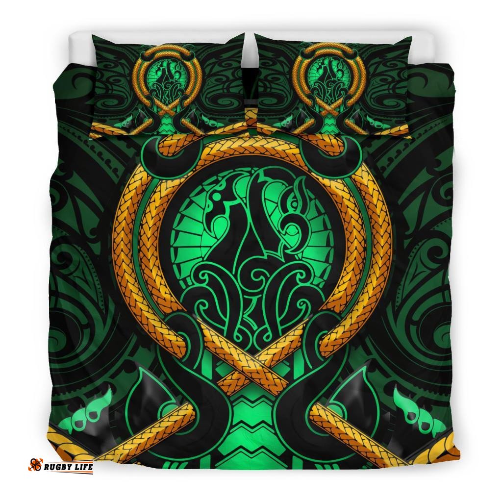 Maori New Zealand Bedding Set Manaia Green Duvet Cover And Pillow Case