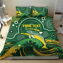 Personalised Australia Swimming Bedding Set Aussie Dolphin Aboriginal National Color