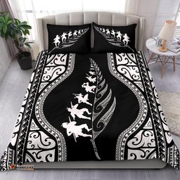 New Zealand Haka Fern Bedding Set Black