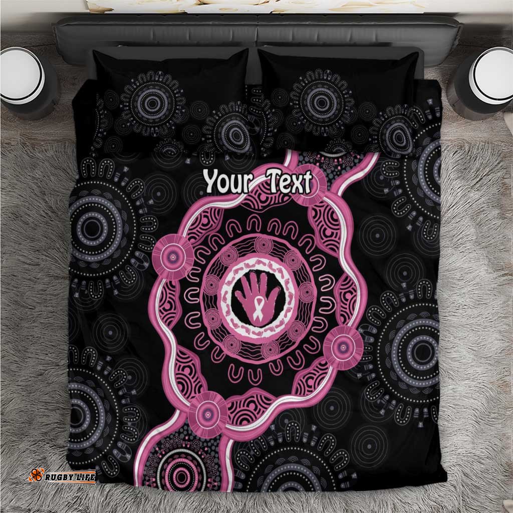 Personalised Australia Breast Cancer Bedding Set Brave Strong Aboriginal Art