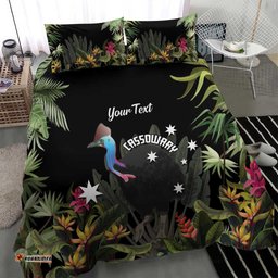 Personalised Australia Cassowary Bedding Set Dinosaur Bird Rainforest Vibes
