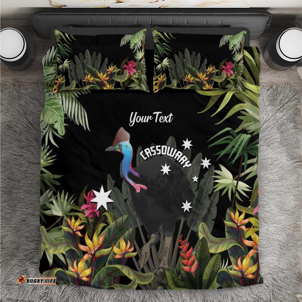 Personalised Australia Cassowary Bedding Set Dinosaur Bird Rainforest Vibes