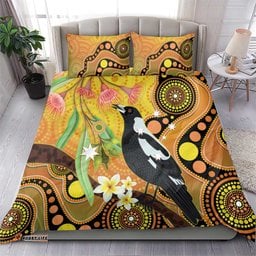 Australia Eucalyptus Flower And Magpie Bedding Set Aboriginal Art