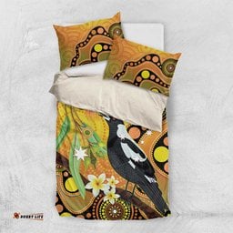 Australia Eucalyptus Flower And Magpie Bedding Set Aboriginal Art