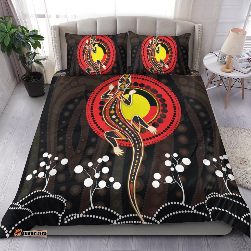 Aboriginal Bedding Set - Lizard and Aboriginal flag