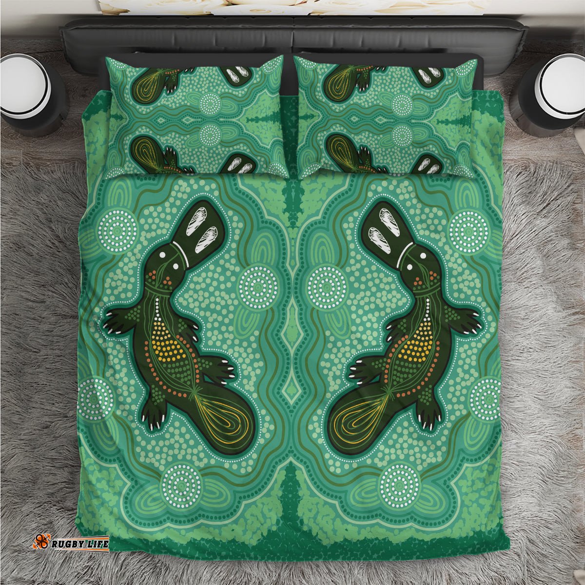 Aboriginal Dots Art Painting with Platypus Bedding Set No 2