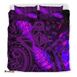 Aotearoa Maori Bedding Set Silver Fern Koru Vibes Purple