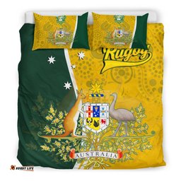 Bedding Set - Australia Coat Of Arm In Rugby Style
